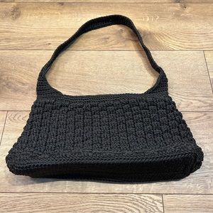 The Sak Black woven crochet handbag